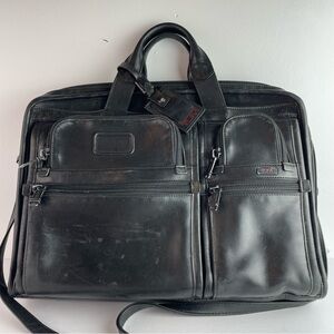 Tumi Black Leather Laptop Messenger Bag